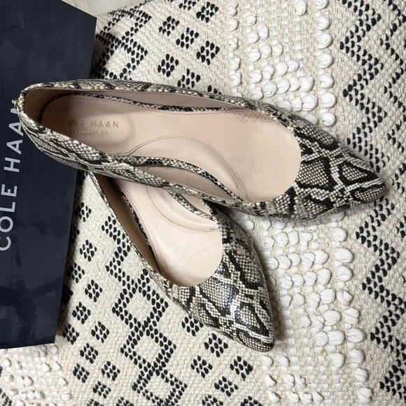 EUC Cole Haan Brenna Skimmer Women's Snakeskin Print Flats 10.5 - Picture 1 of 7